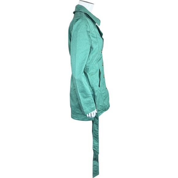 DG2 Diane Gilman Green Trench Jacket XS NWT Belted Cotton Blend 30th Anniversary - Picture 9 of 13